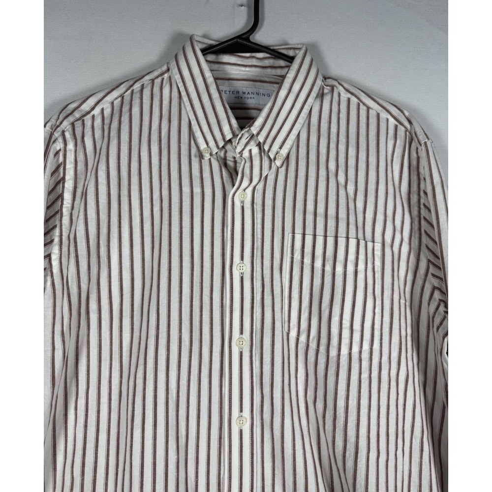Peter Manning New York Shirt Mens 4X Linen Cotton Blend Button Down Striped NEW